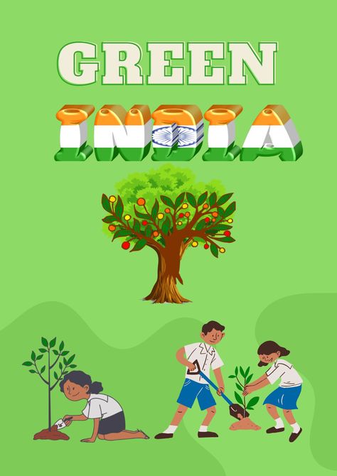 It was launched in 2014 by the Ministry of Environment, Forests and Climate Change with the goal of increasing the forest cover of the country from 23% to 33%. Green India Mission Poster, Words For Students, Clean India, Green Revolution, Poster Drawing, Blouse Neck, Pastel Green, Pastel Aesthetic, Essay Writing