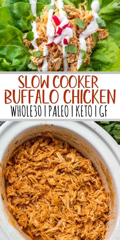 Buffalo Chicken Salads, Slow Cooker Buffalo Chicken, Paleo Menu, Chicken Cooker, Chicken Salads, Wholesome Yum, Healthy Slow Cooker, Slow Cooker Recipes Healthy, Paleo Chicken