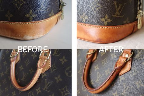 How to repair vachetta leather and clean monogram canvas. Thrift Purses, Alma Lv Bag, Cleaning Purses, Alma Louis Vuitton, Black Designer Bags, Louis Vuitton Alma Bag, Bag And Shoes, Luxury Bags Collection, Louis Vuitton Vintage