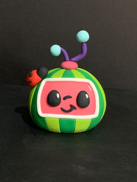 Cocomelon, watermelon, fondant, cake topper, figurine Coco Melon Fondant Topper, Cocomelon Fondant Topper, Cocomelon Watermelon, Kue Fondant, Birthday Cocomelon, Fondant Figurines, Melon Cake, Coco Melon, Cake Kids