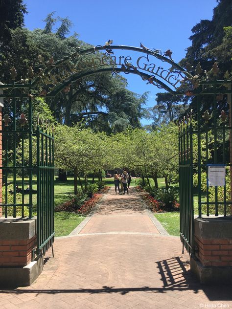 Gate into Shakespeare Garden in Golden Gate Park. San Francisco, CA