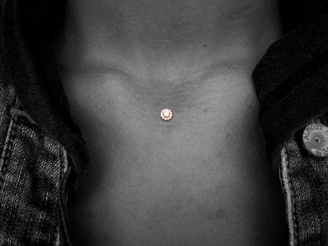 dermal piercing... Throat Dermal Piercing, Microdermal Piercing Chest, Neck Dermal Piercing, Sternum Piercing Dermal, Chest Dermal Piercing, Chest Dermal, Chest Piercing, Microdermal Piercing, Surface Piercing