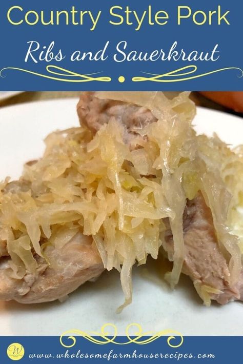 Country Style Pork Ribs and Sauerkraut Sauerkraut And Ribs, Country Ribs And Sauerkraut, Sauerkraut And Ribs Recipe, Pork And Sauerkraut Oven, Pork And Sauerkraut Crockpot, Crock Pot Pork And Sauerkraut Recipe, Pork Ribs And Sauerkraut, Ribs And Sauerkraut, Pork Short Ribs