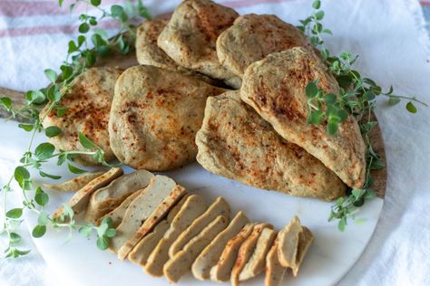 Easy Vegan Baked Chicken Breast — 86 Eats 86 Eats, Friday Meals, Meatless Meat, Veggie Meat, Seitan Chicken, Vegan Turkey, Vegan Meat Substitutes, Seitan Recipes, Chili Lime Seasoning