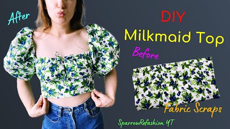 Milkmaid Top Pattern, Milk Maid Top, Sparrow Refashion, Diy Thrift Flip, Dress Making Tutorial, Milk Maid, Advanced Sewing, Milkmaid Top, Diy Sewing Tutorials