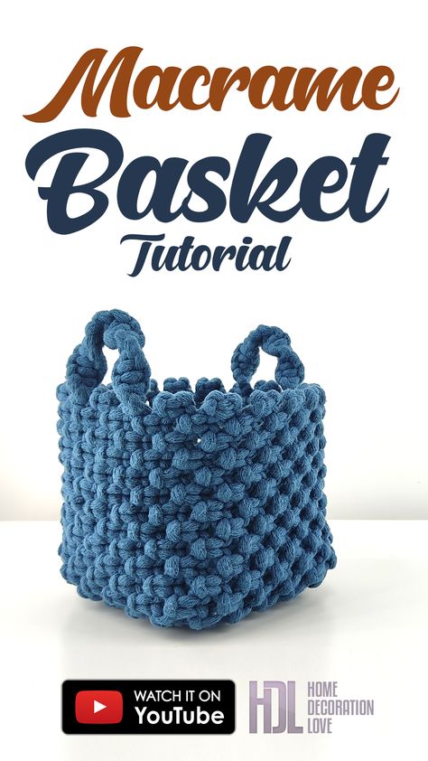 Yarn Basket Diy, Macrame Basket Pattern, Free Macrame Patterns Tutorials Projects, Macromae Baskets, Diy Macrame Basket Tutorial, Macrame Basket Tutorial Free, Useful Macrame Projects, Baby Macrame Ideas, Basket Macrame Diy