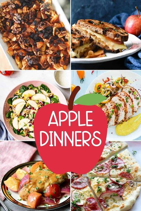 Fall Dinner Recipes With Apples, Apples Dinner Recipe, Dinner Recipes Using Apples, Apples And Meat Recipes, Fall Apple Recipes Dinner, Dinner Apple Recipes, Dinner Ideas With Apples, Apple Meat Recipes, Apple Recipe Savory