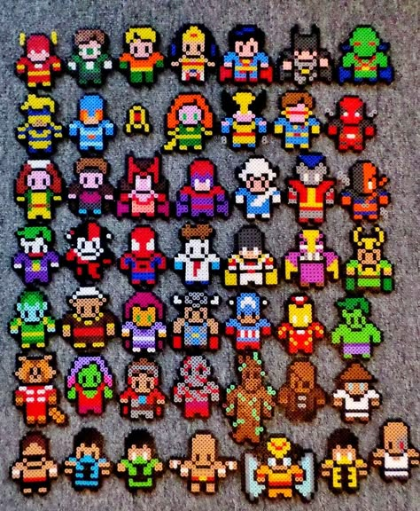 Super Hero Perler Bead Patterns, Dc Perler Bead Patterns, Perler Bead Patterns Marvel, Dc Perler Beads, Perler Beads Marvel, Marvel Perler Bead Patterns, Marvel Perler Beads, Perler Bead Characters, Bead Characters