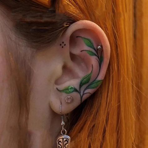 Waterproof Temporary Ear Tattoo Stickers Green Leaf Design - Temu Ear Art, Arm Party, Nature Tattoos, Fake Tattoos, Tattoo Inspo, Tattoo Stickers, Green Leaf, Temporary Tattoos, Ear Tattoo