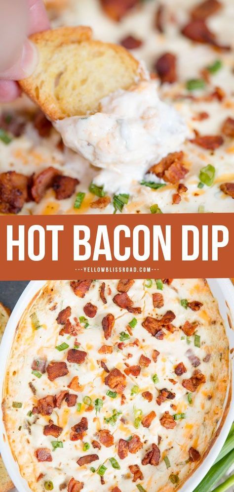 Hot Bacon Dip, Bacon Dip Recipes, Bacon Dip, Bacon Appetizers, Dip Recipes Easy, Francis Bacon, Yummy Dips, Perfect Appetizers, Game Day Food