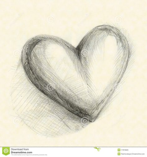 Illustration about Drawn in pencil heart, against the background of yellow paper. Illustration of elegance, background, curve - 17816825 Heart Drawing Sketch, 3d Heart Drawing, Heart Pencil Drawing, Draw Hearts, Love Heart Drawing, Cute Heart Drawings, Random Sketch Ideas, Pencil Drawings Of Love, Shading Drawing