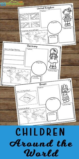 Kids will have fun learning about Children Around the World using these free printable worksheets for kids of all ages. #childrenaroundtheworld #christmasaroundtheworld #geography Around The World Worksheets, Recipes Printables, Canada For Kids, Passports For Kids, Geography Project, Around The World Theme, Geography For Kids, Geography Activities, Country Studies