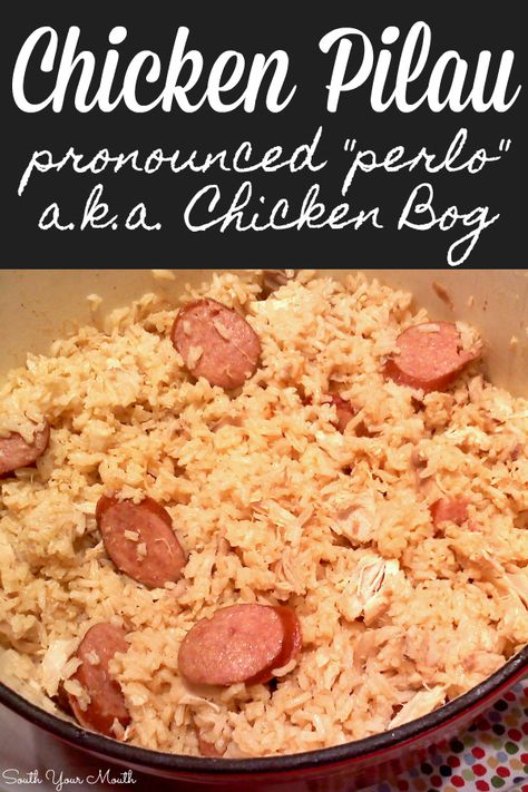 Instapot Chicken Bog, Chicken Perlo, Smoked Sausage And Rice, Andouille Sausage Recipe, Chicken Pilau, Rice Dinners, Chicken Bog, Mouth Chicken, Sausage And Rice