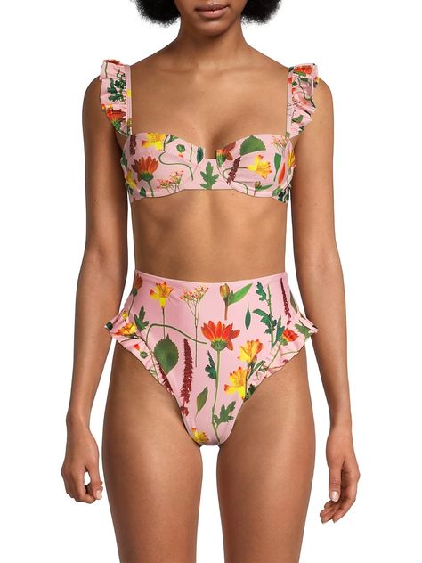 Swimsuit Inspo, Painterly Floral, Poolside Fashion, Italy Outfits, Beach Swimsuit, Tres Chic, Beach Accessories, Sweetheart Neck, Swimsuit Tops