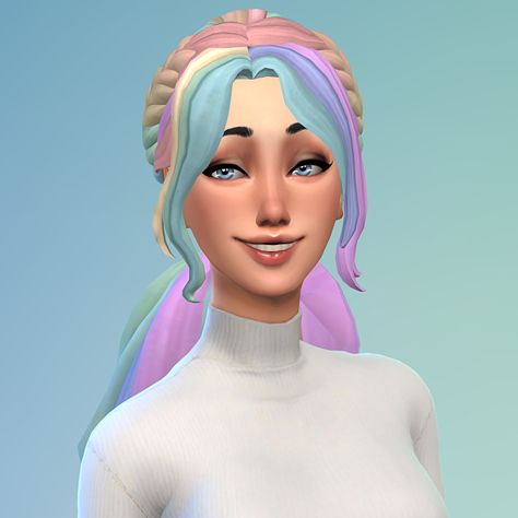 Ts4 Rainbow Hair, Sims 4 Cc Hair Twin Tails, Sims 4 Rainbow Hair, Cc Shopping, Harvest Moon, Ts4 Cc, Rainbow Hair, No Ads, Sims Mods