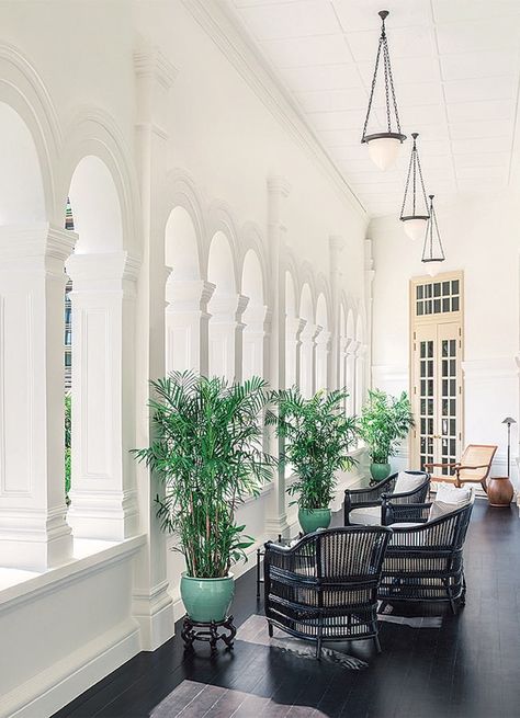 Inside Singapore's famous Raffles hotel - Vogue Australia Singapore Colonial Style, British Colonial Interiors, Colonial Style Interior, Raffles Hotel Singapore, Colonial Interior Design, Raffles Hotel, Indochine Style, British Colonial Decor, Colonial Interior