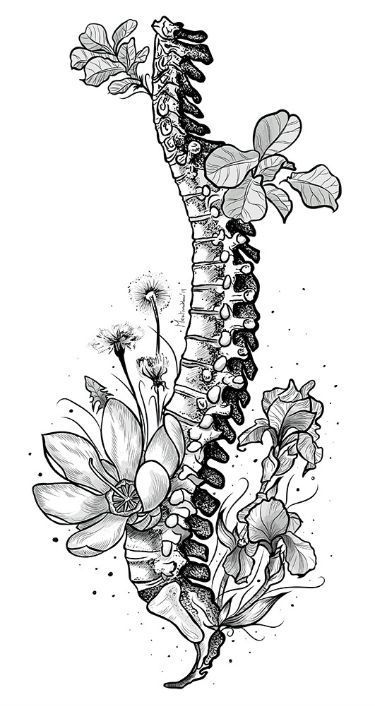 #CoolTattoos #TattooArt #InkMaster #TattooDesigns #InkedUp #TattooLovers #InkInspiration #TattooIdeas #CreativeInk #TattooStyle Art Sketches Tattoo, Spine Painting, Scrapbook Tattoo, Skeleton Sleeve, Female Tattoos Unique, Spine Drawing, Botanical Tattoo Sleeve, Order Tattoo, Anatomy Tattoo