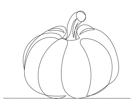 Autumn Line Art, Autumn Drawing, Pumpkin Tattoo, Copper Ornaments, Contour Line, Pumpkin Autumn, Single Line Drawing, One Line Drawing, Continuous Line