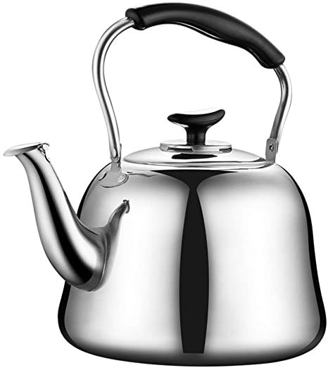 ZHOUXIAO Tea Kettle for Stove Top Whistling, Polished Mirror-Finish Stainless Steel Tea Kettle Tea pots,4 Liter Tea Kettle with Heat-Resistant Ergonomic Handle Black (4L) Clean Kettle, Iced Tea Maker, Stovetop Kettle, Stainless Steel Kettle, Whistling Tea Kettle, Home Office Colors, Tea Kettles, How To Clean Mirrors, Vinegar And Water