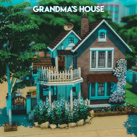 LOLLISIMSI: | Grandma’s House  20x15, NO CC, Fully functional... Sims 4 Grandma House, Sims Starter Home, Sims Small House, Sims 4 20x15 House, Sims 4 No Cc House, Sims 4 House Builds, Grandma House, Sims 2 House, Sims 4 Cottage