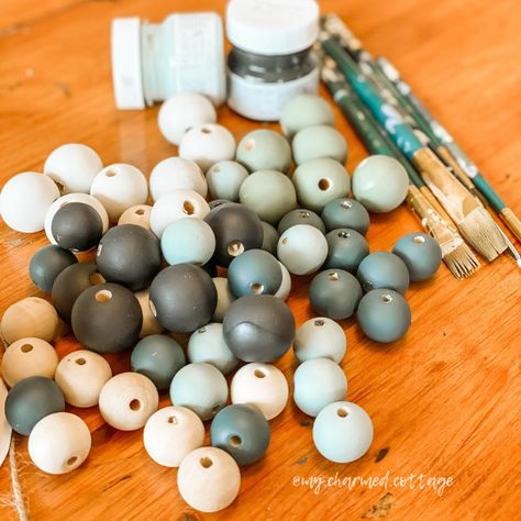 Staining Wood Beads Diy, Easy Way To Paint Wooden Beads, Painting Wooden Beads Diy, Painted Wooden Beads Diy, Painting Beads Wooden, How To Paint Wood Beads, Painting Wooden Beads, How To Paint Wooden Beads, Painting Wood Beads