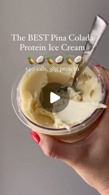 Pina Colada Ninja Creami, Pineapple Ice Cream Recipe, High Protein Ice Cream, Milk Video, Ninja Creami Recipes, Recipes High Protein, Pineapple Ice Cream, Coconut Extract, Creami Recipes