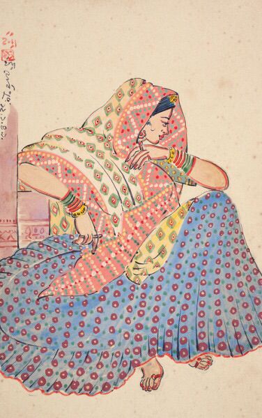 I Sketching Lessons, Costume Drawing, Painted Wardrobe, Mughal Art Paintings, Indian Arts, Indian Arts And Crafts, South Asian Art, Cultural Art, Print Saree