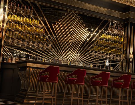 Art deco inspiration Gatsby Bar Design, Wayne Tower, Gatsby Interior Design, Art Deco Packaging, Art Deco Mood Board, Art Deco Restaurant, Art Deco Cafe, Art Deco Theater, Speakeasy Decor