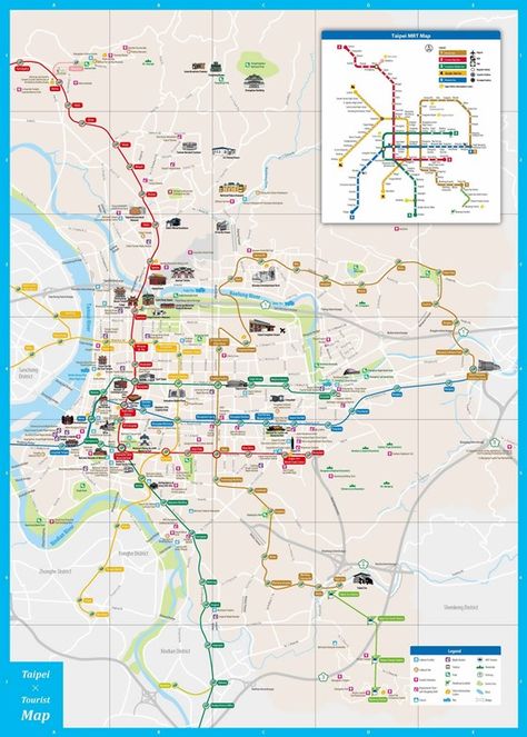 Detailed map of Taipei 2 Shanghai Map, Taipei Travel, Taipei 101, Taiwan Travel, Tourist Map, Taipei City, Printable Maps, Beautiful Pools, Taipei Taiwan