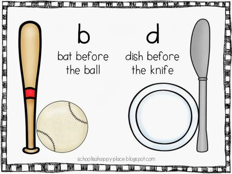 B and D confusion posters--FREE! Reading Intervention Kindergarten, B D Reversal, B And D Confusion, Handwriting Letters, Spelling Word Activities, Kindergarten Handwriting, B And D, Letter Reversals, First Grade Teacher