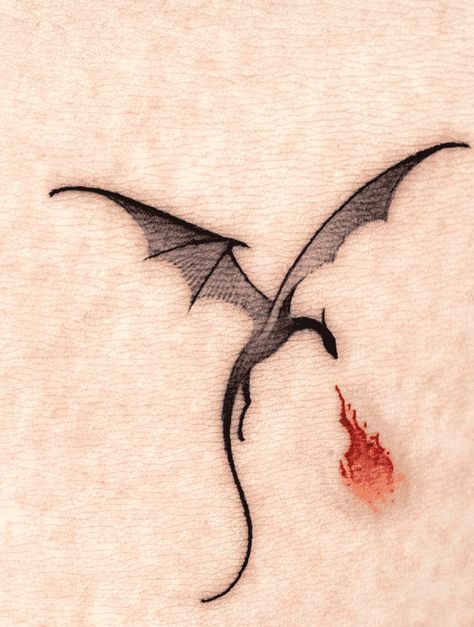 Small Fire Breathing Dragon Tattoo, Dragon Inspo Drawing, Flying Dragon Tattoo For Women, Dragon Simple Design, Fantasy Tattoos Simple, Single Line Dragon Tattoo, Simple Dragon Design, Simple Fantasy Art, Tiny Dragon Tattoo Simple