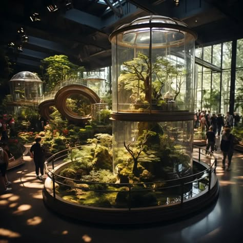 Dark Biophilic Design, Huge Terrarium, Big Terrarium, Futuristic Garden, Reptile House, Garden Pond Design, Brutalism Architecture, Reptile Room, Pond Design