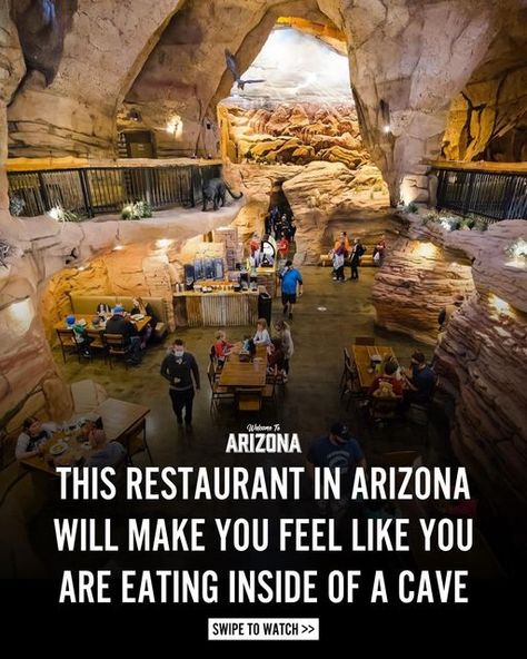 Welcome to Arizona on Instagram: "Would you dine here? 🤯🍽️ The Canyonlands restaurant at @bearizona is located underground and feels like you’re exploring a real cave ! The restaurant provides standard American food and counter service, however it’s the atmosphere that truly sells this spot! Swipe for more. 👆 (via @souphia )  #welcometoarizona #fyp #explore #travel #viral" Arizona Restaurants, Arizona Travel, Family Road Trips, March 3, Travel Places, Explore Travel, American Food, Travel Sites, Road Trip Usa