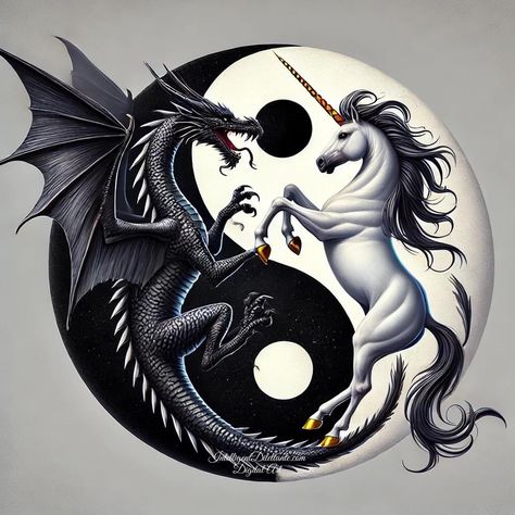 Dragon Unicorn Tattoo, Unicorn Tattoo, Unicorn Tattoos, Yin Yang, Quick Saves