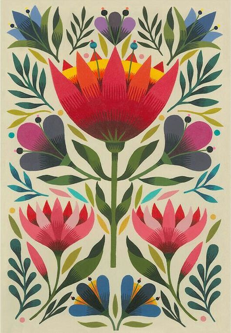 Art Posters Aesthetic, Posters Aesthetic, Canvas Wall Art Living Room, Arte Folk, Polish Folk Art, Aesthetic Posters, Folk Art Flowers, Folk Design, Scandinavian Folk Art