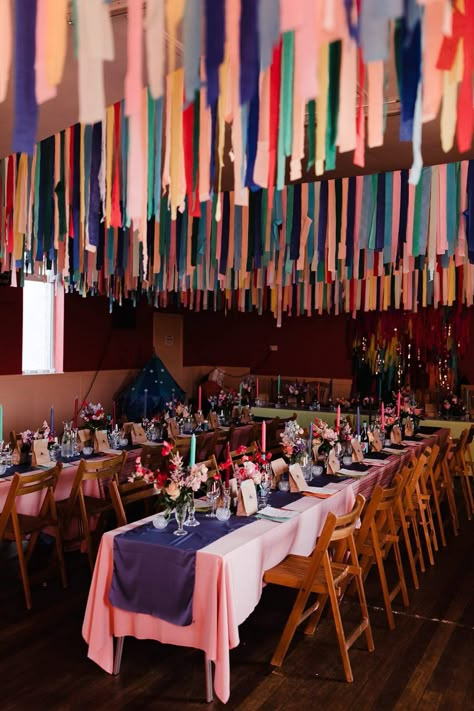 FESTIVAL BRIDES | Eccentric and Bold | Ann-Marie and Munky’s Colourful Clifftop Scottish Ilse Wedding #outdoorwedding #bohobride #weddingdresses Modern Colourful Wedding, Bold Wedding Decor, Maximalist Wedding Decor, Funky Wedding Decor, Colourful Wedding Decorations, Campy Wedding, Eccentric Wedding, Wedding Eclectic, Bold Wedding Colors