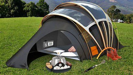 Do you love spending time with your family outdoors be it in the park, at the beach or in the woods? It’s a great outlet to bond and enjoy each other’s company. If you love outdoors and enjoy camping, you’ll agree that the tent is a very important equipment. It provides us shelter and comfort. [...] Solar Tent, Cool Camping Gadgets, Mobile Architecture, Trampoline Tent, Casa Hobbit, Shipping Container Cabin, Container Cabin, Best Tents For Camping, Family Tent Camping