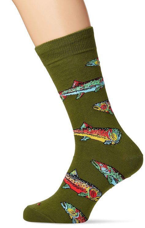 PRICES MAY VARY. Men's Sock Size 10-13, fits a shoe size 8-13 Fiber Content: 70% Cotton, 27% Nylon, 3% Lycra Made in Korea Designed in Santa Cruz, CA Crew length sock Cool Gifts For Guys, Outdoorsy Gifts, Outdoor Socks, Parrot Green, Korea Design, Green Accessories, Gift Making, Fun Socks, Knitted Socks