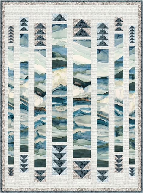 With the Tides downloadable Digital PDF Quilt Pattern by Shell Rummel & Natalie Crabtree for Shell Rummel's Time and Tide Quilting Fabric - Etsy Shell Rummel, Quilt Easy, Ocean Quilt, Charity Quilts, Panel Quilt Patterns, Panel Ideas, Paint Crafts, Beach Quilt, Mountain Quilts