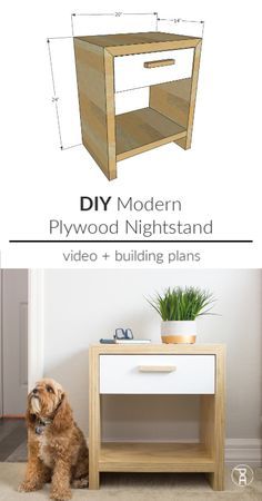 How build a modern plywood nightstand with a continuous grain waterfall edge Plywood Nightstand, Plywood Furniture Plans, Free Building Plans, Woodworking Shop Layout, Bedside Table Design, Green Woodworking, Diy Nightstand, Прикроватные Тумбочки, Woodworking Inspiration