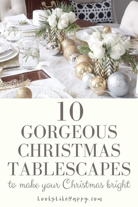 Christmas Dinner Table Settings, Christmas Dining Table Decor, Christmas Dining Table, Christmas Dining Room, Christmas Dinner Table, Table Decor Ideas, Tablescape Ideas, Dinner Table Setting, Holiday Table Settings