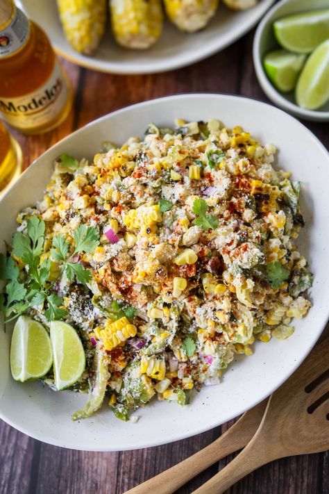 Elote Corn Chicken Salad, Elote Corn Salad, Grilled Elote, Elote Salad, Elote Corn, Corn Chicken, Summer Side Dish, Cilantro Lime Dressing, Candida Diet