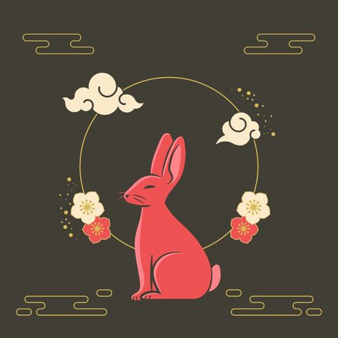 Lunar New Year Art, Chinese New Year Rabbit, Pig Chinese Zodiac, Chinese Zodiac Rabbit, Chinese New Year Zodiac, Art Rabbit, Rabbit Wallpaper, Rabbit Drawing, New Year Art