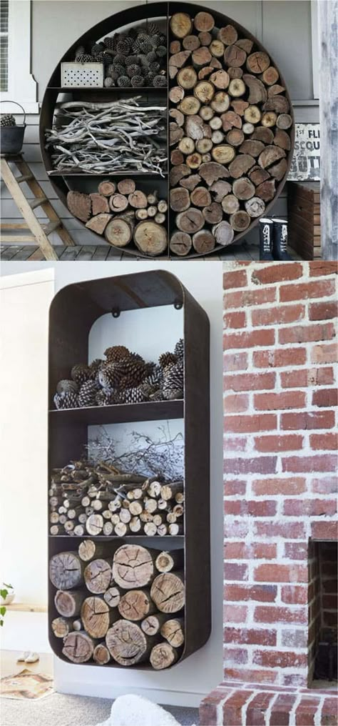 15-firewood-rack-storage-ideas-apieceofrainbow-5 Indoor Firewood Rack, Fire Wood Storage, Firewood Storage Indoor, Firewood Storage Outdoor, Outdoor Firewood Rack, Wood Storage Rack, Firewood Shed, Firewood Holder, Fire Wood