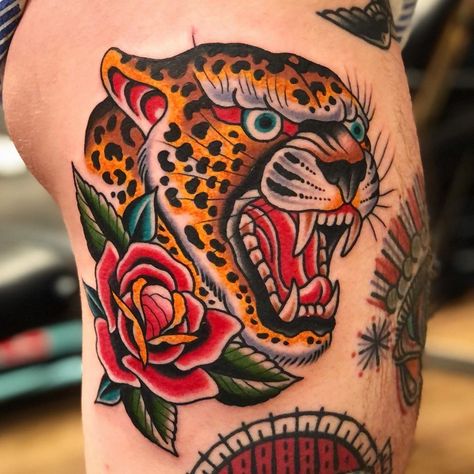 Leapord Traditional Tattoo, Traditional Leopard Head Tattoo, Traditional Cheetah Tattoo, Jaguar Tattoo Traditional, Traditional Jaguar Head Tattoo, Traditional Jaguar Tattoo, Jaguar Head Tattoo, Leopard Head Tattoo, Leopard Face Tattoo