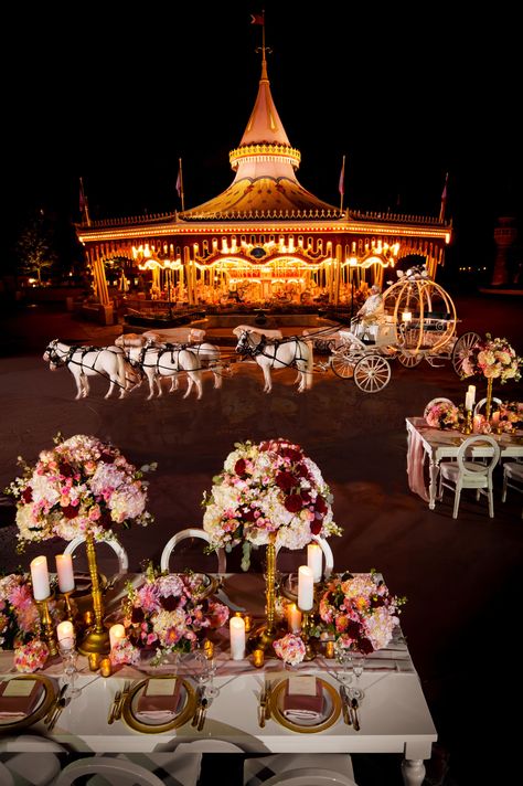 Disney World At Night, World At Night, Disneysea Tokyo, Park Wedding Ceremony, Wish Lanterns, Disney Princess Wedding, Night Time Wedding, Disney World Wedding, Disney Fine Art