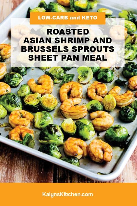 We loved this Low-Carb Roasted Asian Shrimp and Brussels Sprouts Sheet Pan Meal, and this tasty dinner idea is so easy to make! [found on kalynskitchen.com] #LowCarbSheetPanMeal #ShrimpSheetPanMeal #SheetPanMealRecipes Brussels Sprouts Sheet Pan, Asian Shrimp, Sheet Pan Suppers, Low Carb Easy, Favorite Dinner, Tasty Dinner, Favorite Recipes Dinner, Sprout Recipes, Brussels Sprouts Recipe