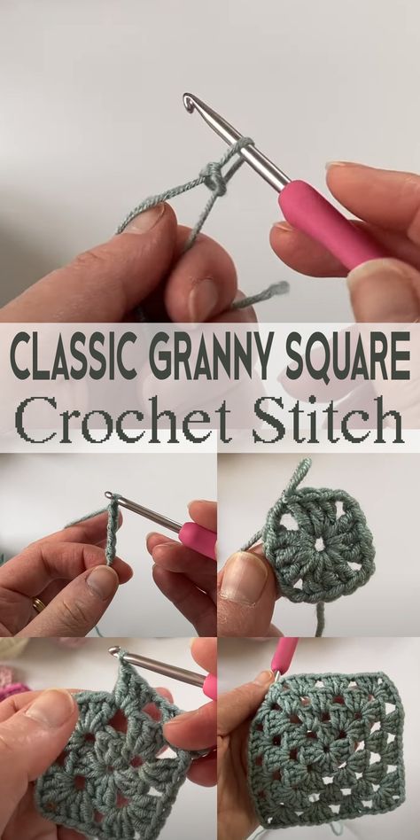 How to Crochet Classic Granny Square (Easy Tutorial) - The Newlywed Crochet Classic Granny Square, Easy Granny Square For Beginners, Granny Square Video, How To Start Crochet, Crochet Granny Square Beginner, Granny Square Easy, Crochet A Granny Square, Classic Granny Square, Joining Granny Squares