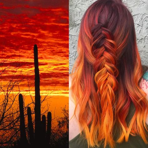 Transform your look with the mesmerizing hues of sunset hair. Discover how to achieve and rock the enchanting sunset hair trend. 🌅 - #Captivatingsunsethairtrend #Dusk-inspiredhair #Eveningskyhair #Fieryeveninghair #Fierysunsethair #Gradientsunsetlocks #Haircolorslikesunset #Pastelsunsethair #Radiantsunset-inspiredhair #Sun-kissedhairshades #Sunsetbalayagehair #Sunsetgradienthair #S... Desert Sunset Hair, Sunset Hair Color, Mlp References, Sunset Color Palette, Sunset Hair, Gradient Hair, Color Safe Shampoo, Evening Hairstyles, Pastel Sunset