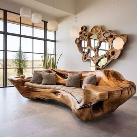 Carving Sofa Design, Traditional Cushions, Unique Furniture Design, Wood Furniture Design, Live Edge Furniture, Wooden Sofa, Wood Sofa, Beautiful Interior Design, January 7